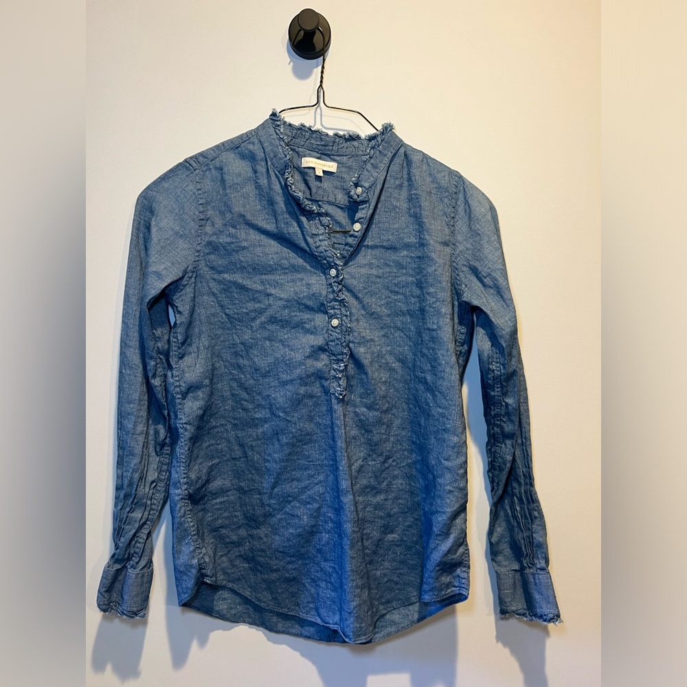 ANN MASHBURN Chambray Frayed Collar Shirt